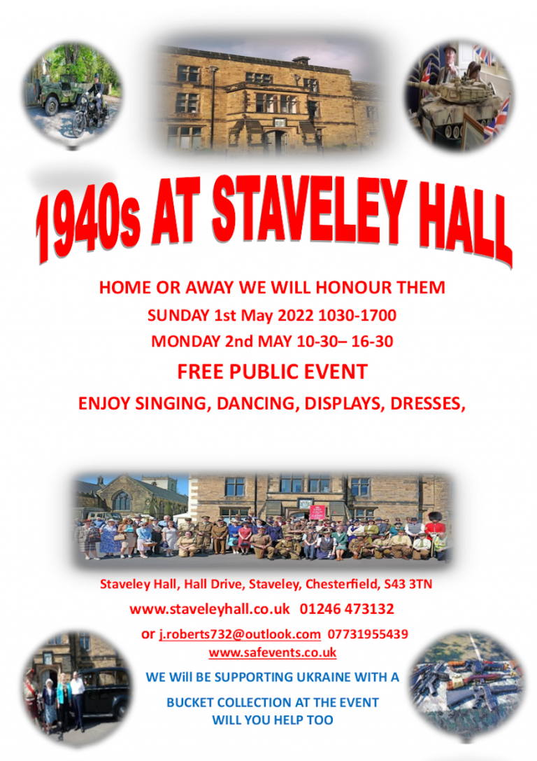 Staveley Hall 1940s and Wartime weekend Destination Chesterfield