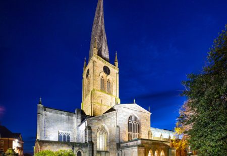 Crooked spire at night