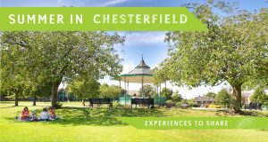 Summer in Chesterfield main image, featuring band stand at Queen's Park