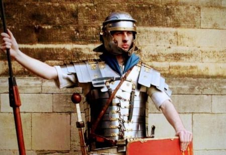 Man dressed up as a Roman soldier