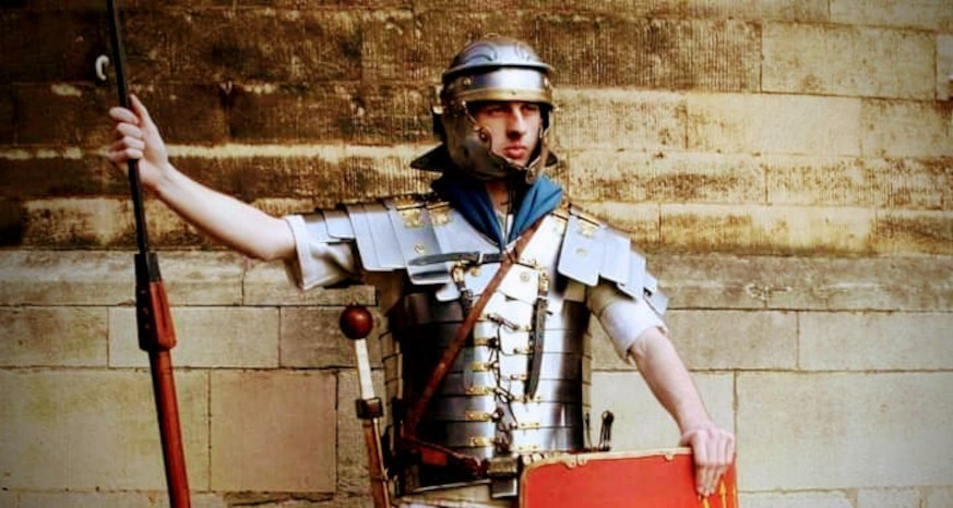 Man dressed up as a Roman soldier