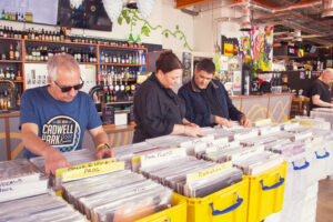 Visitors browsing Batch House Record Fair