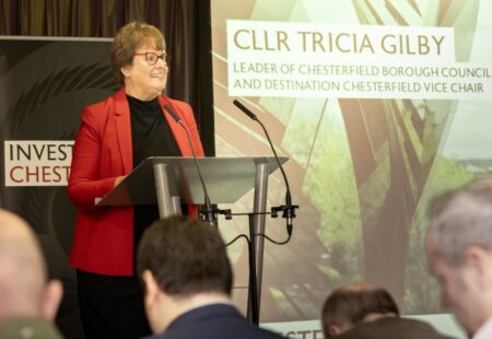 Cllr Tricia Gilby addressing room at Chesterfield Investment Summit