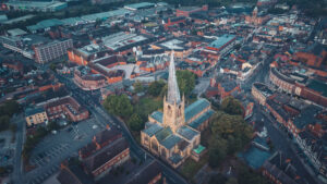 Birdseye view of the Crooked Spire