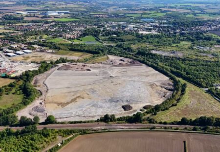 Aerial view of large piece of land ready for development