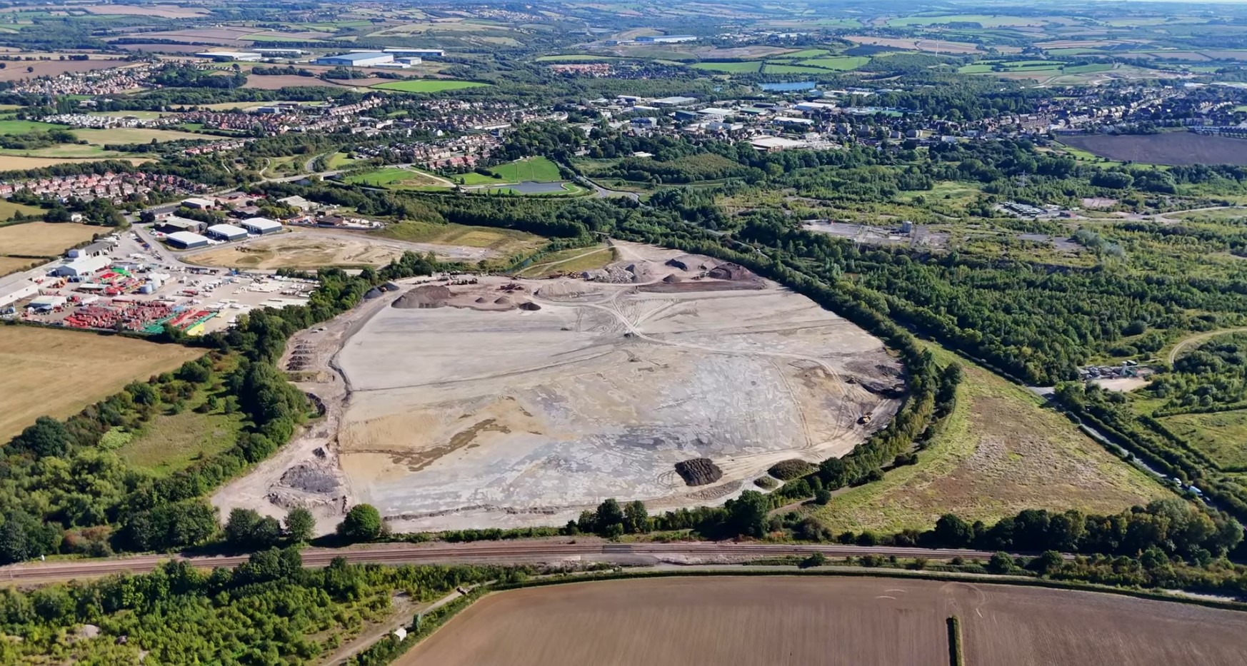 Aerial view of large piece of land ready for development