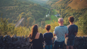 Family looking onto Monsal Trail