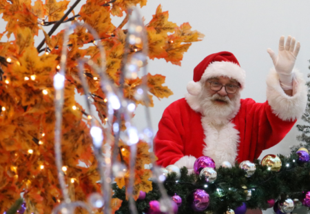 Santa waving from balcony