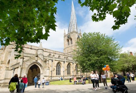 Outside of the Crooked spire in Chesterfield