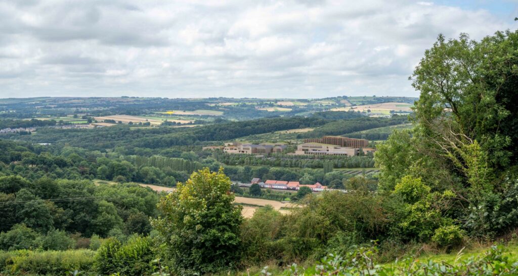 Plan of new PEAK Gateway building - artist impression from high vantage point 