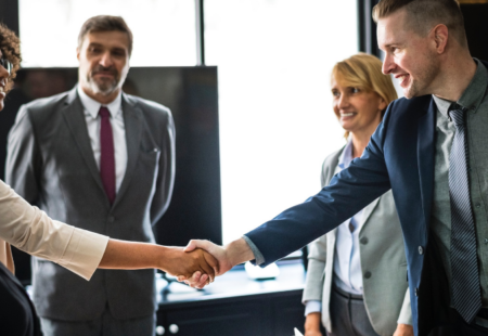 Business people at a network event.